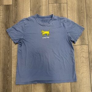 Men’s Blue Life is Good “Lucky Dog” Short Sleeve Shirt Sz XL